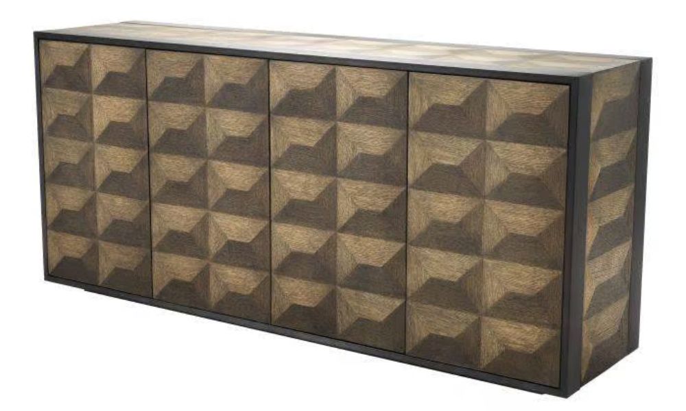 Gregorio Sideboard by Eichholtz featuring exquisite marquetry and bronze brass frame